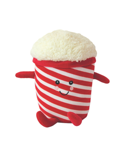 Poppy Popcorn plush snuggle buddy with removable microwaveable pouch, soft popcorn design, perfect for comfort and gifts.