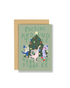 Christmas card featuring stylish cats dancing around a Christmas tree, printed on FSC-certified paper with Kraft envelope, eco-friendly and plastic-free
