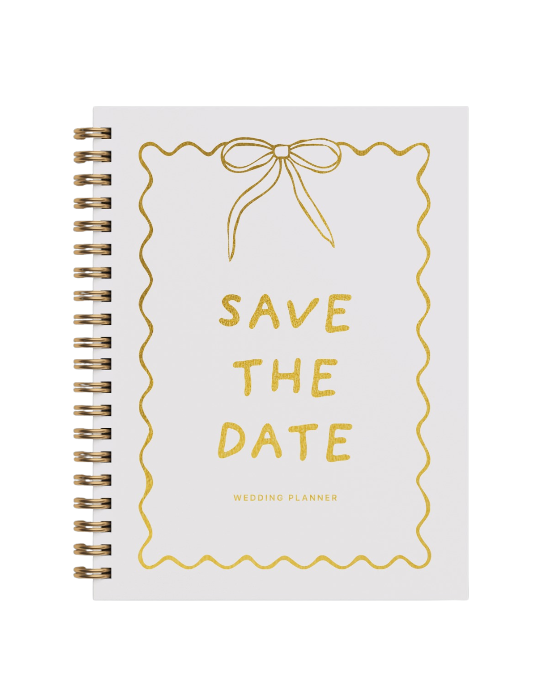 Save the Date Wedding Planner hardcover with pastel design, gold foiling, A5 size, perfect for wedding planning and organization.