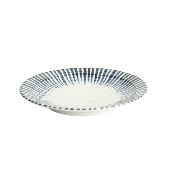 Porcelain Plate White &amp; blue Striped