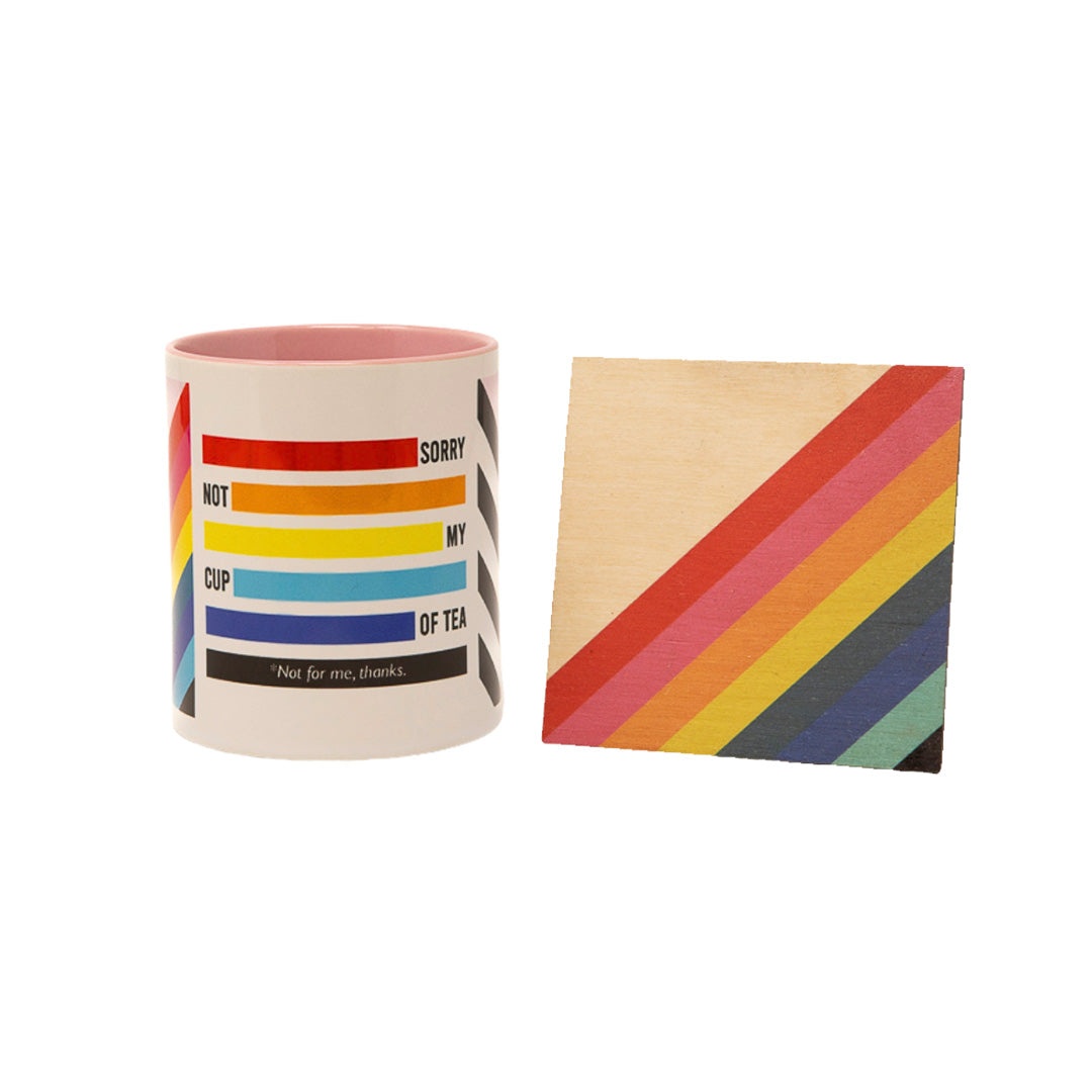 Sorry Not My Cup Of Tea Ceramic Mug & wooden Coaster Set