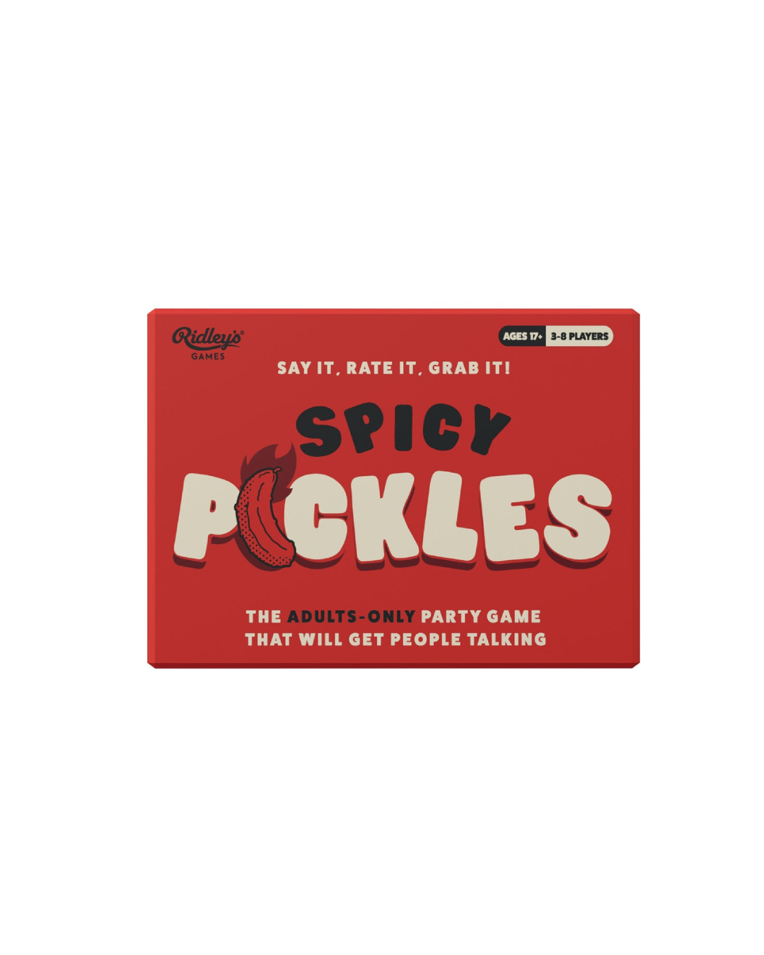 Spicy Pickles NSFW adult party game box with over 180 cheeky topic cards for 3-8 players