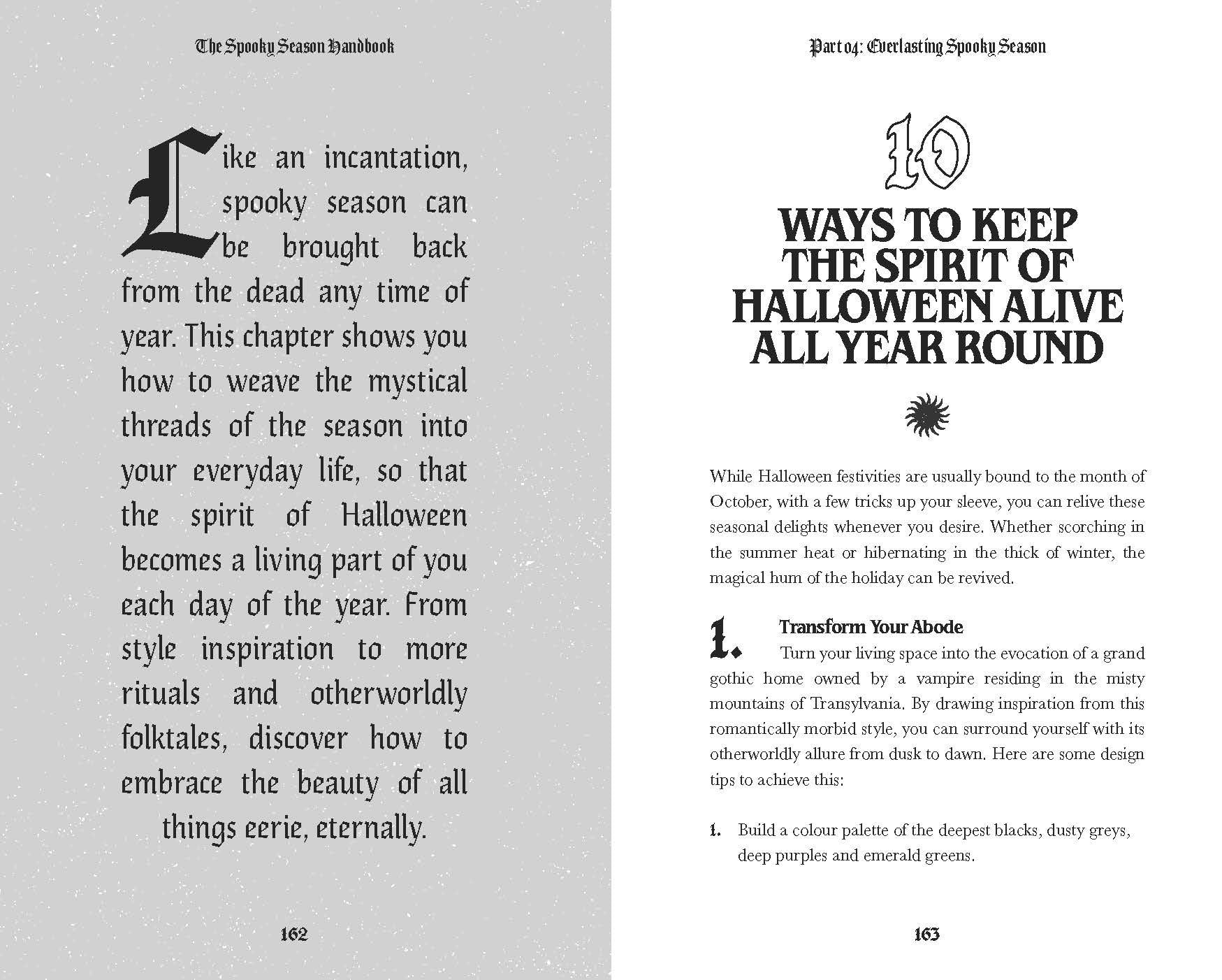 Spooky Season Handbook Pages 162-163 10 Ways To Keep The Spirit of Halloween Alive All Year Round