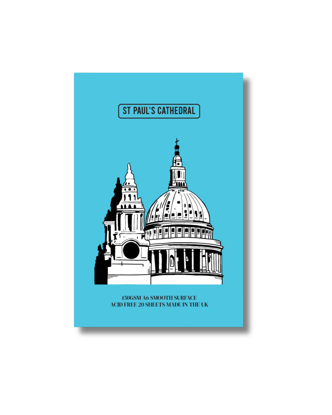 Pocket-sized St Paul’s A6 notebook with premium 150gsm paper and illustration of St Paul’s Cathedral