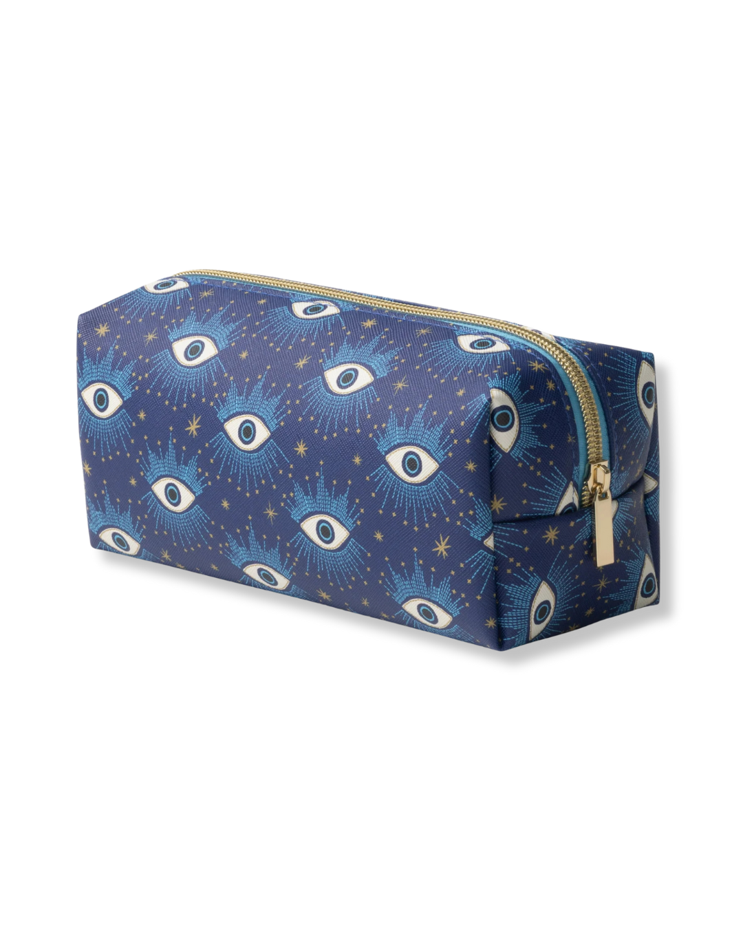 Starry Eyed Vegan Leather Pouch in printed vegan leather, compact and travel-friendly, ideal for storing makeup, keys, or stationery.

