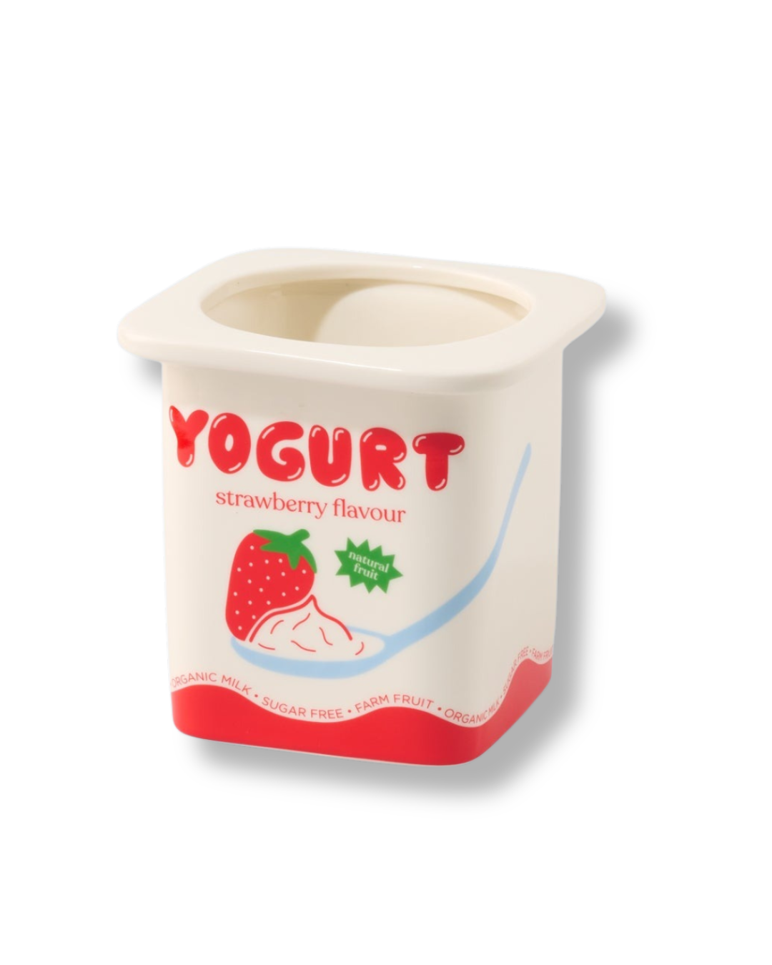 Strawberry Yogurt Ceramic Vase in white and red