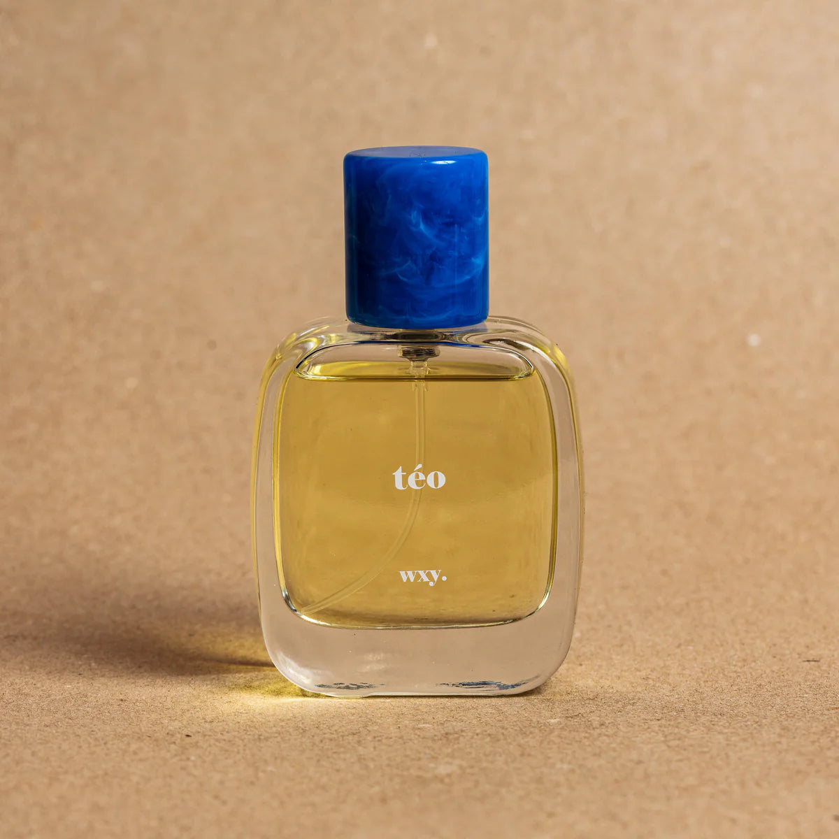 Téo Eau de Parfum bottle on a brown background  – rich and layered fragrance