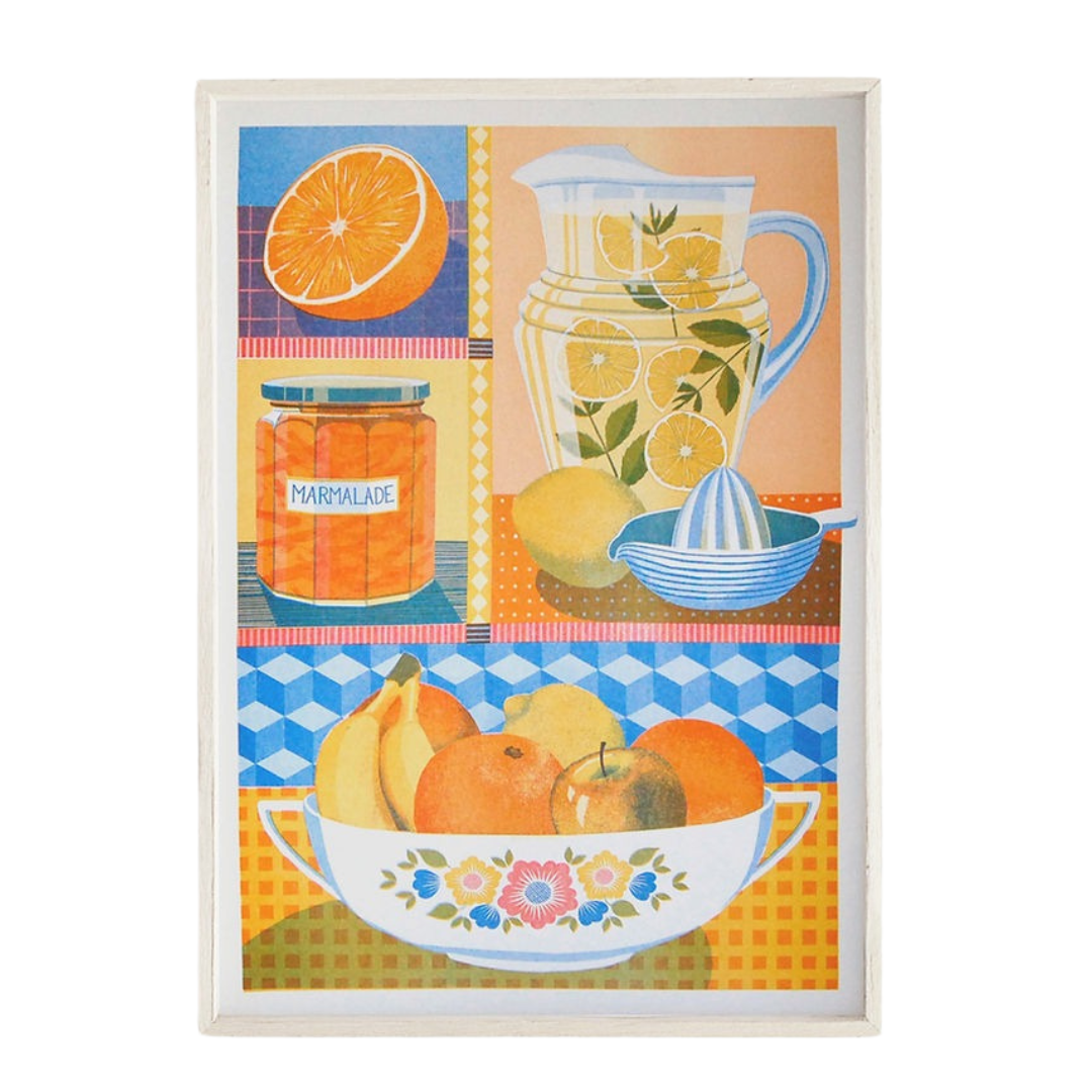 Orange &amp; Lemon Risograph A3 Unframed Print