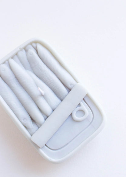 Tinned fish soy wax candle with jasmine, neroli, and orange blossom scent, handmade in the UK