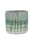 Front view of a large Green Reactive Glaze Stoneware Pot, showcasing its deep green reactive glaze finish and round stoneware shape.