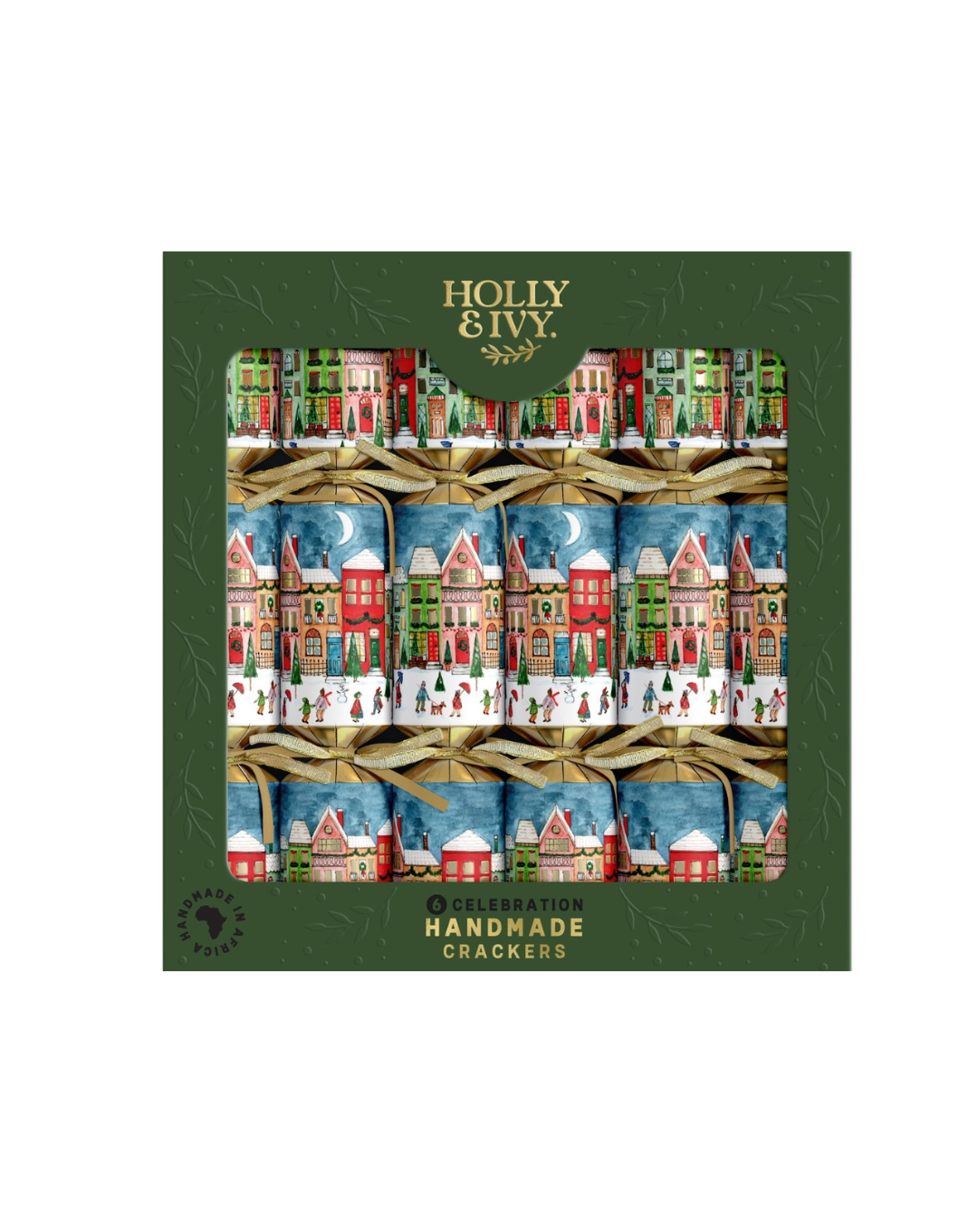 Village Scene Christmas Crackers Set of 6