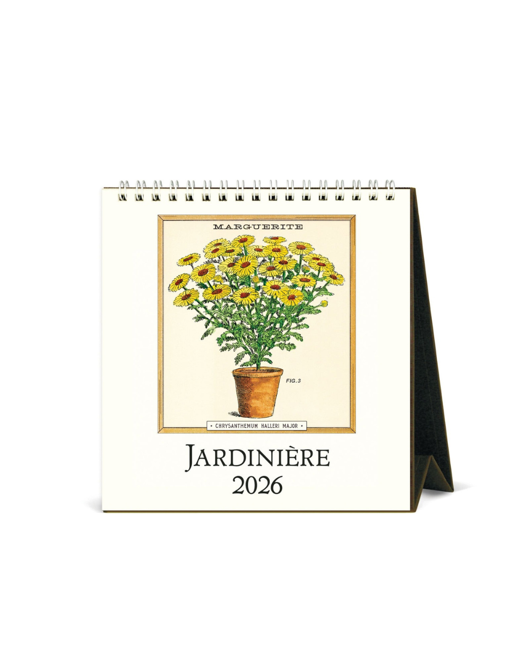 Calendar with a floral design and text on a white background