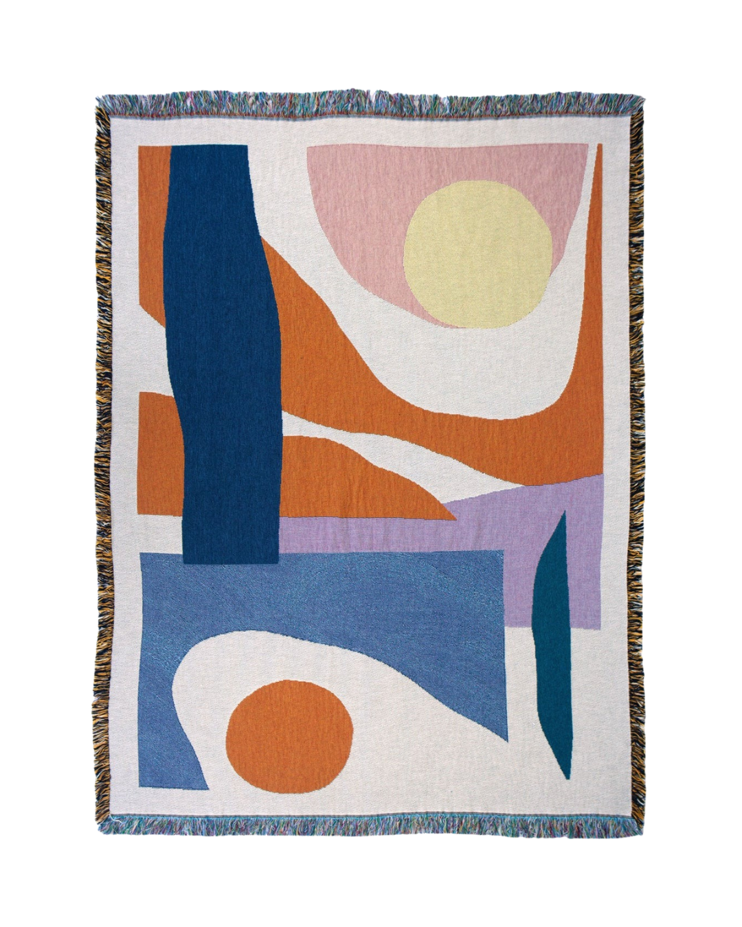 Essien Throw 54x70 inches, designed by Noémie Cédille, woven from 100% cotton (25% recycled), eco-friendly, versatile for couch, bed, picnic, or wall décor, made in USA