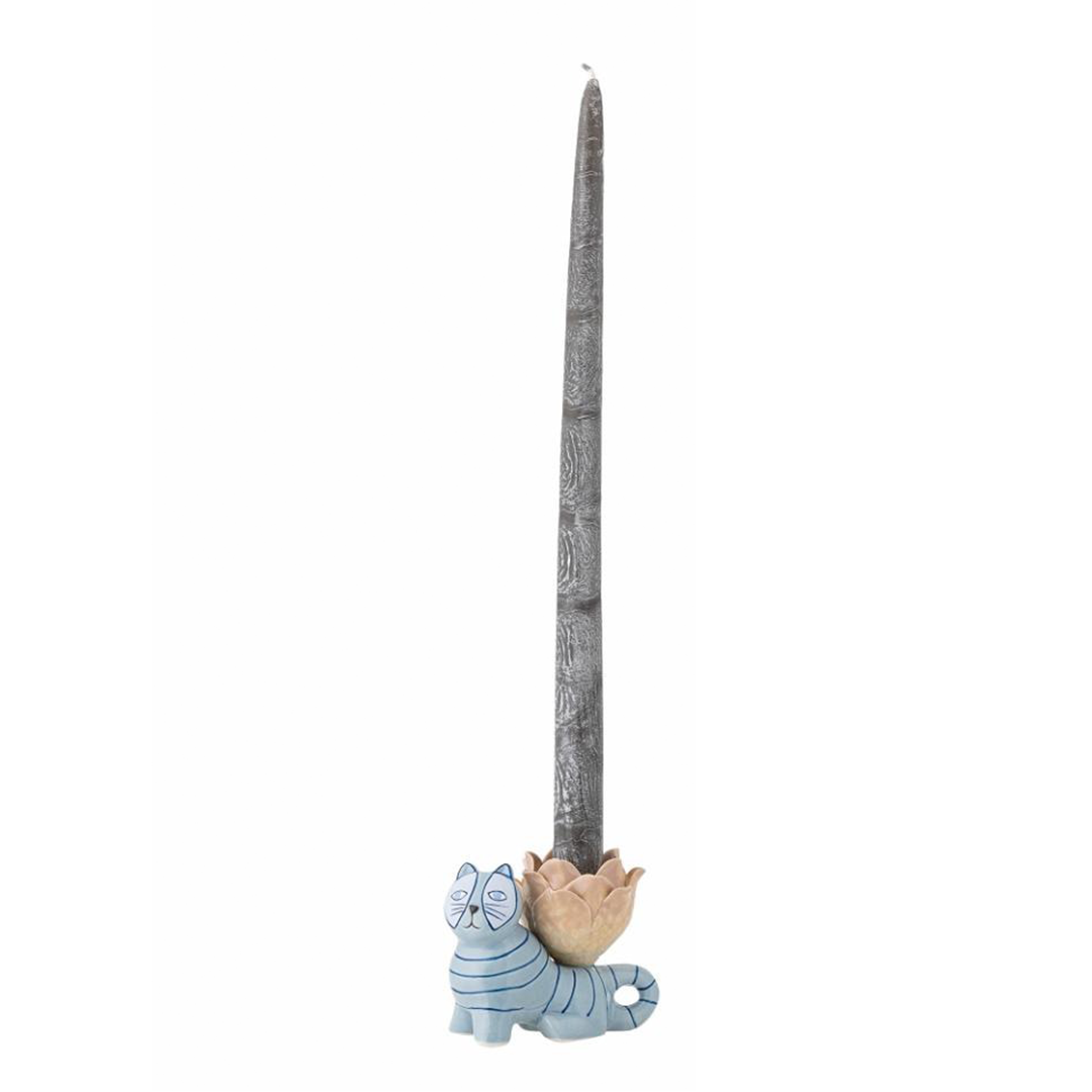 Missy Striped Blue Small Cat Candle Holder