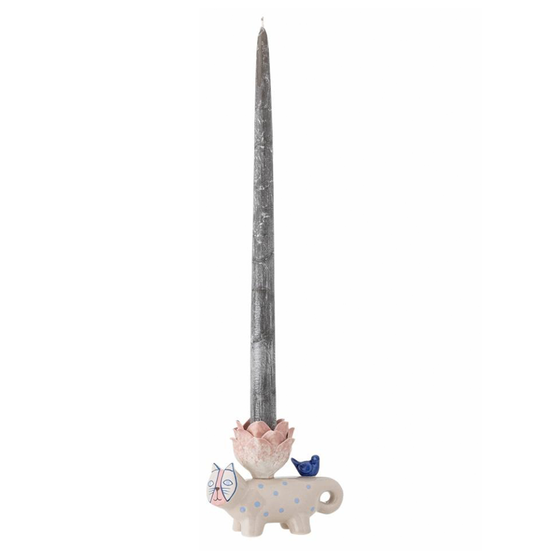 Missy Pink Lilac Spots Small Cat Candle Holder