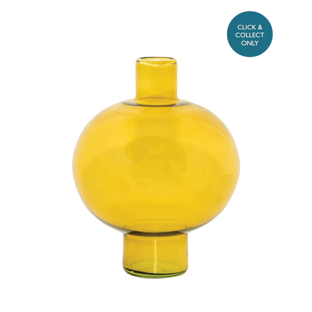 Recyled Round Glass Vase Amber Green