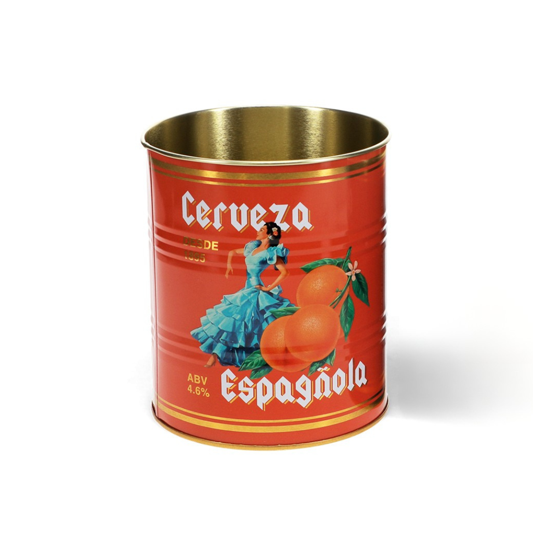 Cerveza Española Medium Orange Storage Tin