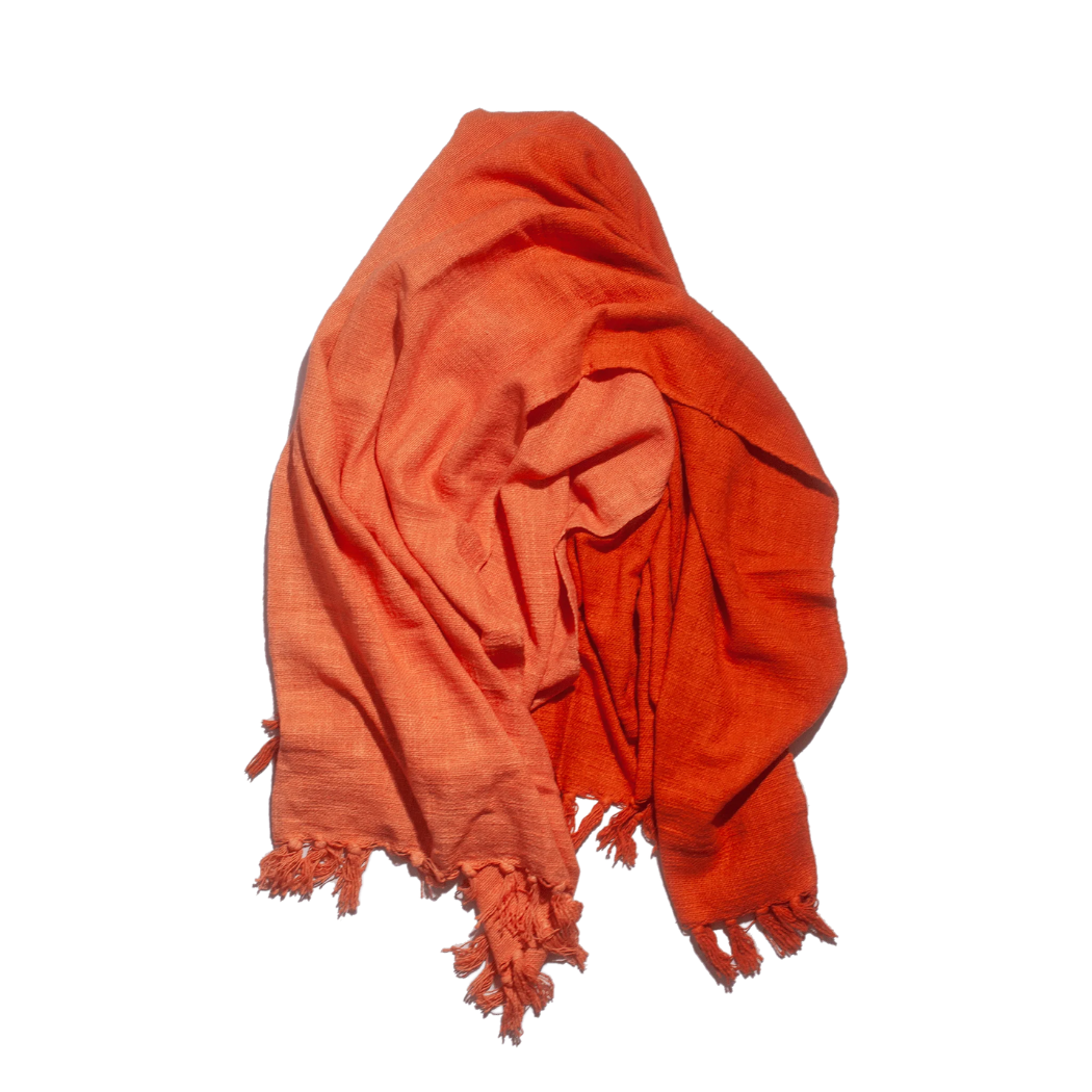 Gradient Sunrise Orange &amp; Pink Cotton Blanket