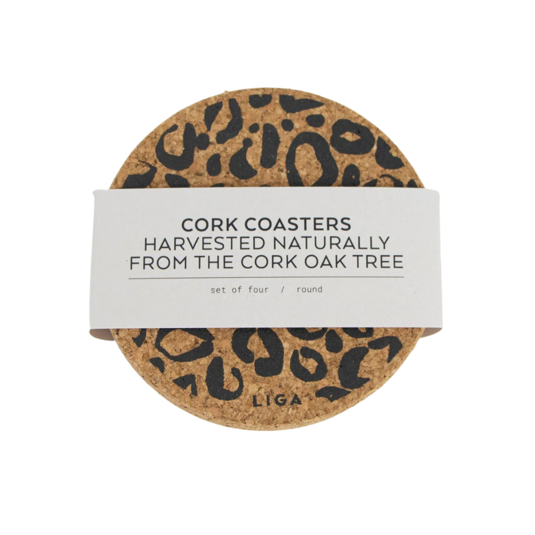 Cork  Eco Round Coaster Leopard