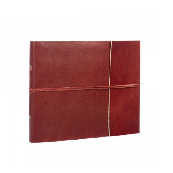 Distressed Leather Journal Red handmade photo album with distressed red leather cover, 30 pages of acid-free cotton paper, and protective tissue interleaves.