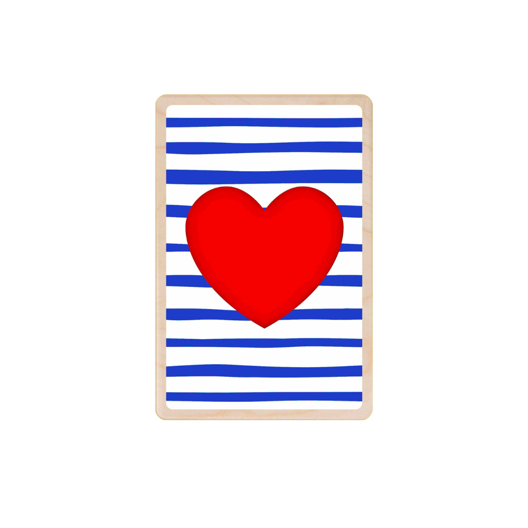 Red French Heart with Blue stripe
Wooden Postcard