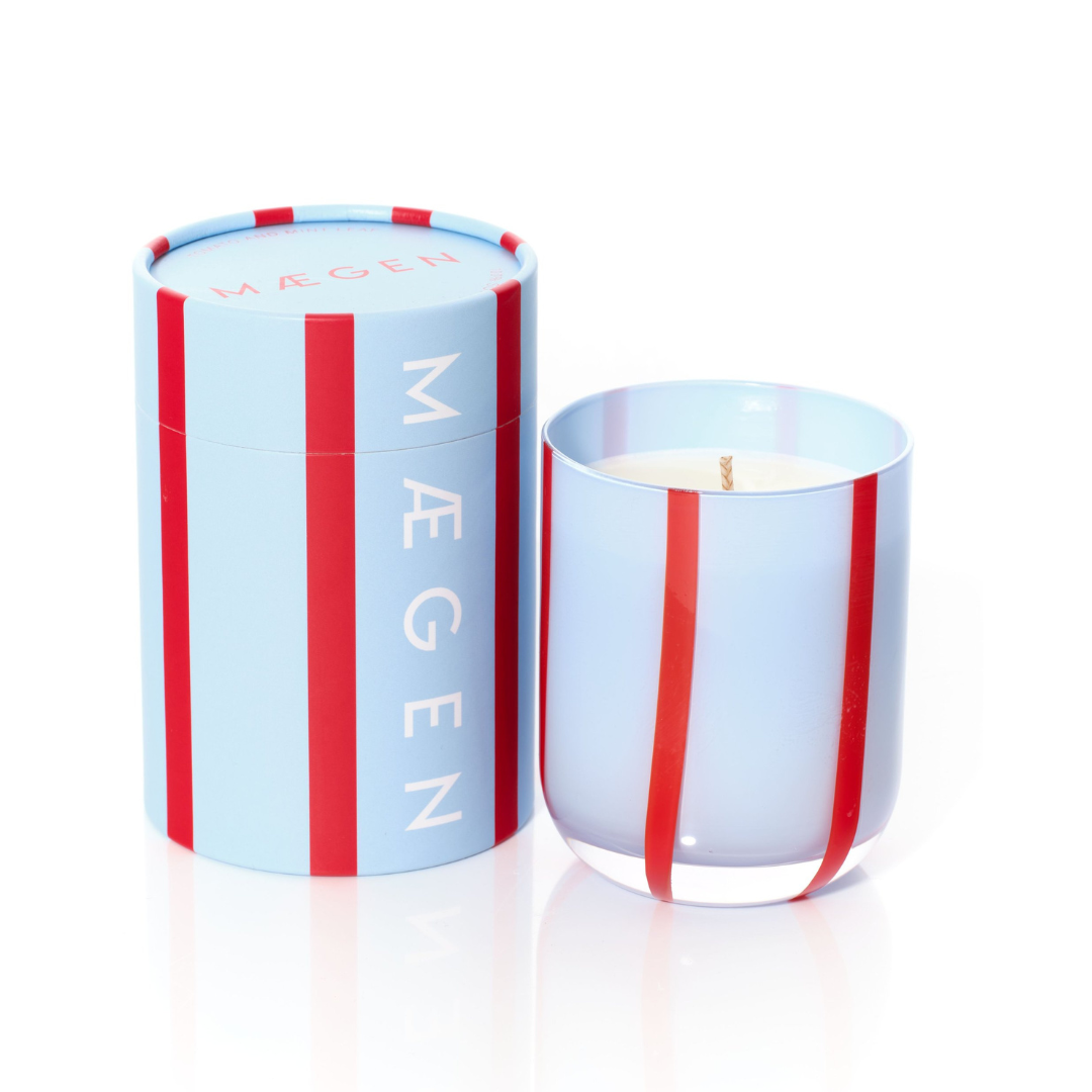 Tomato &amp; Mint Leaf Atina Striped Canlde