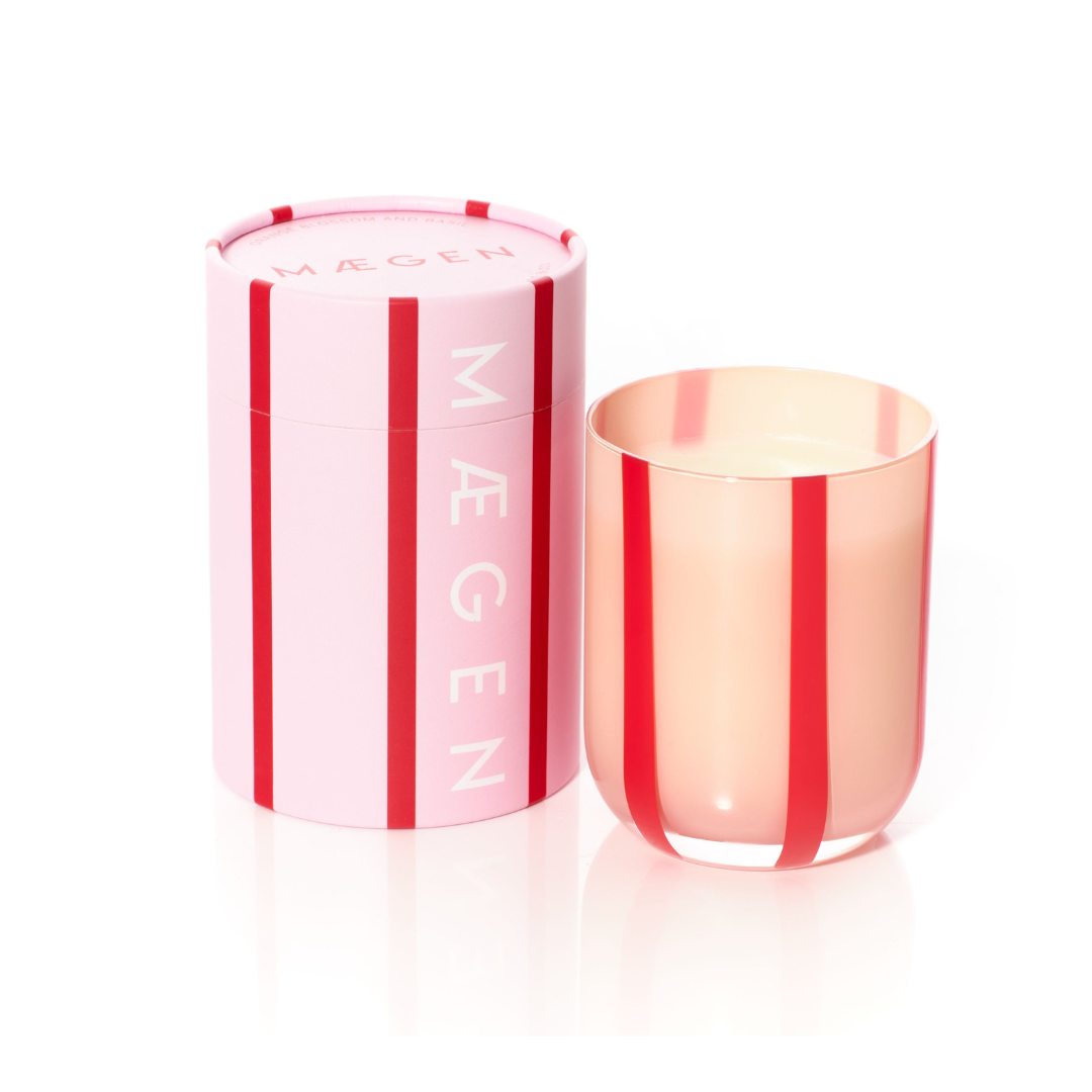 Orange Blossom &amp; Basil Atina Striped Candle