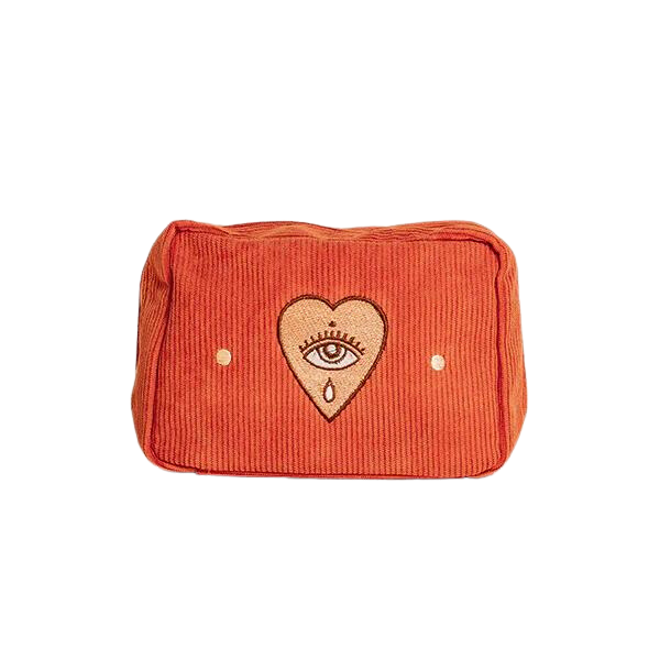 Corduroy Make Up Bag in Rust