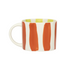 Ceramic Mug with Orange striped outside and olive striped inside