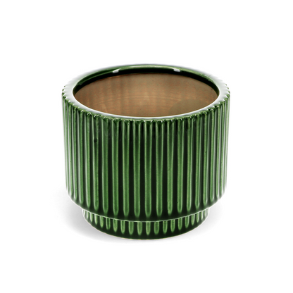 Ridged Green Plant Pot