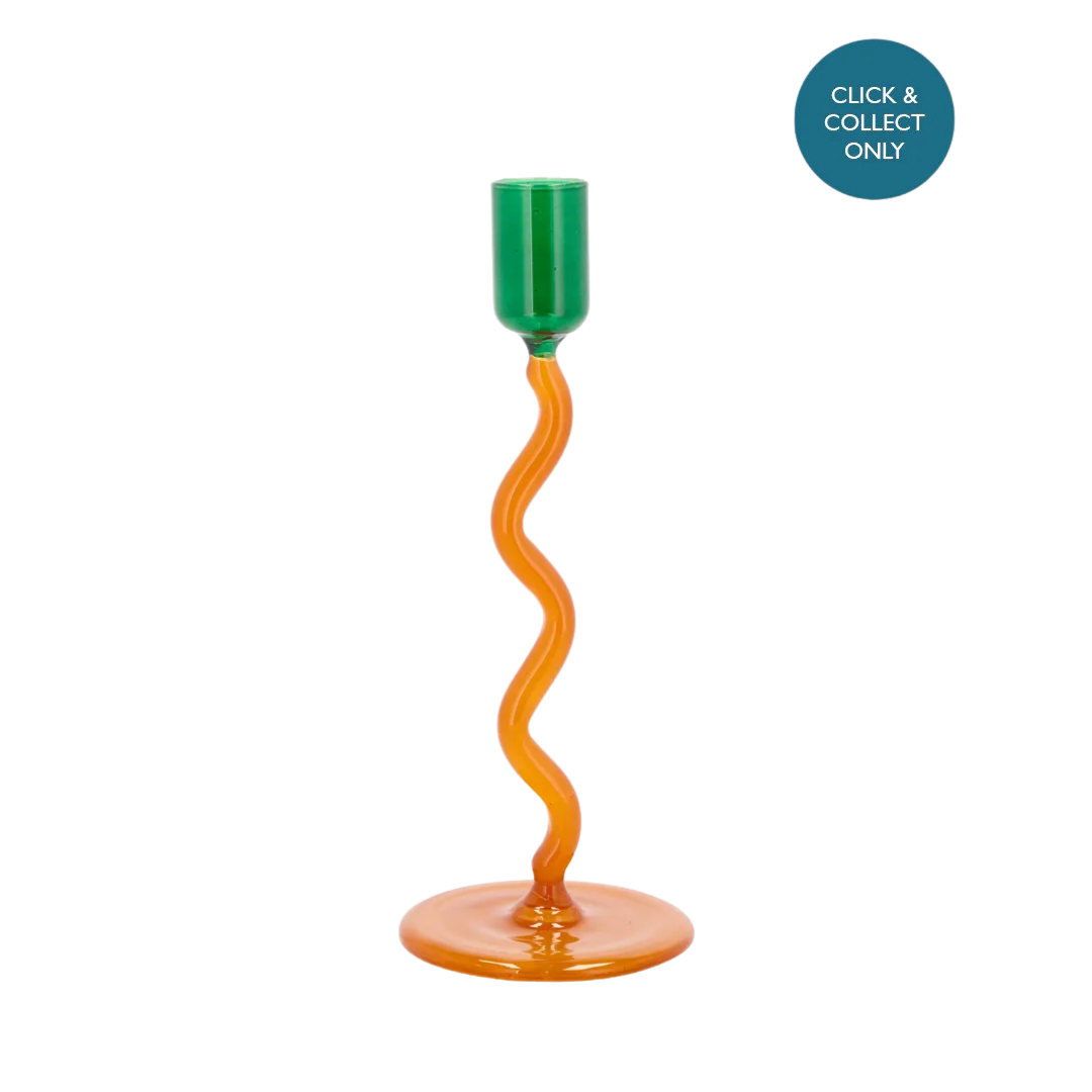 Green Orange Glass Candle Stick