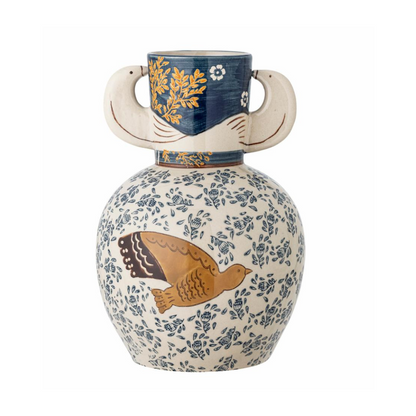 Hezha Vase Birds Blue 
