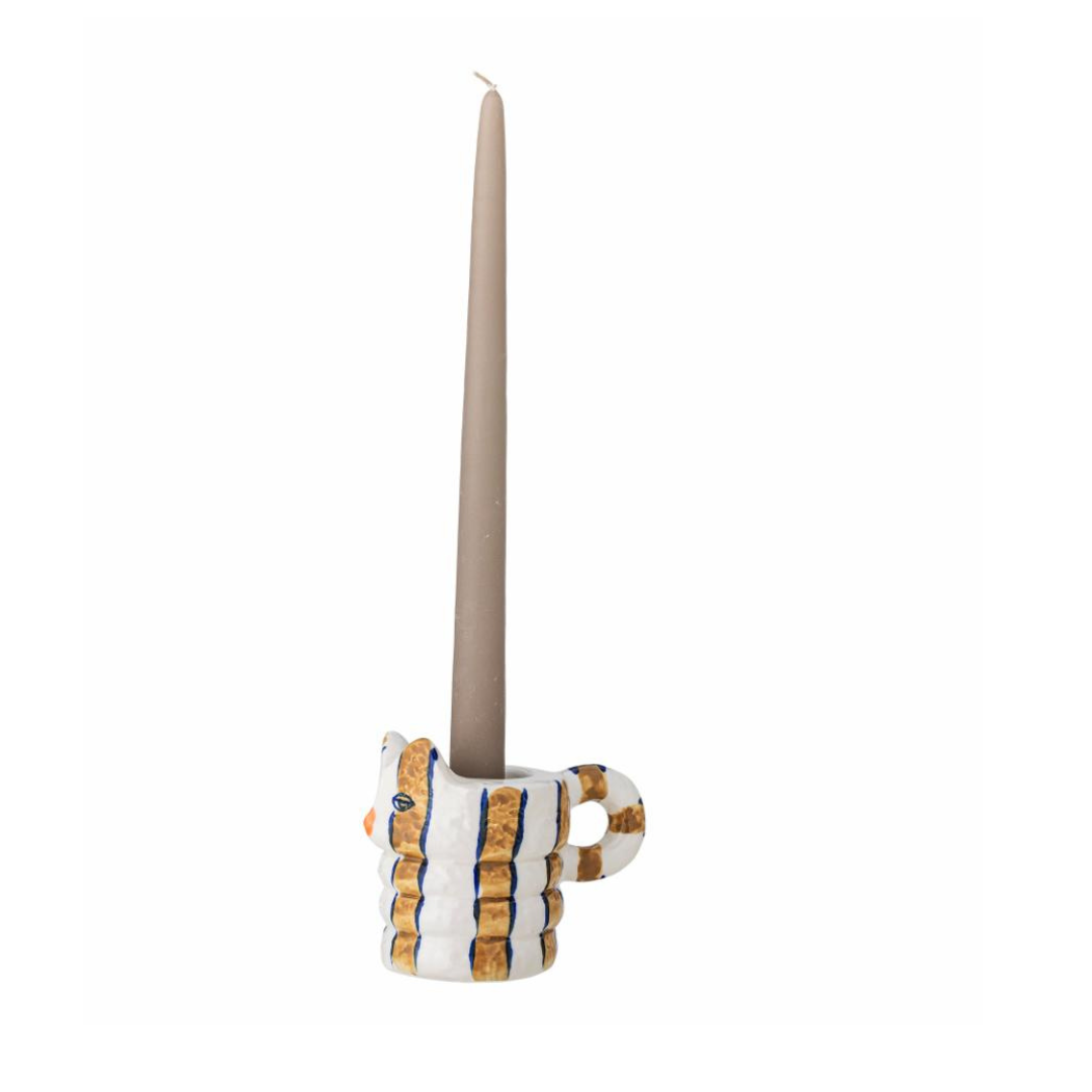 Caty Candle Holder, Brown, Stoneware