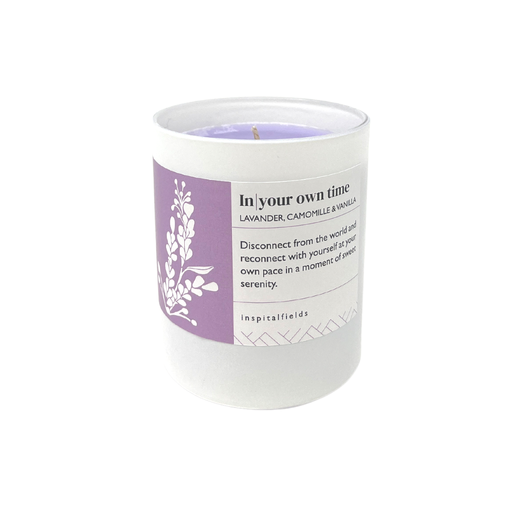 In Your Own Time | Lavander, Camomille &amp; Vanilla Tinted Soy Wax Candle