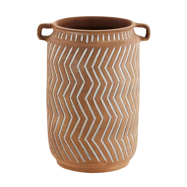 Terracotta Vase with Grooves