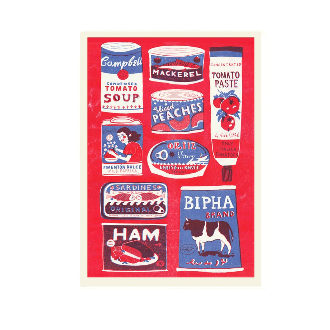 Red Tins Collections 2 Riso Unframed Print
