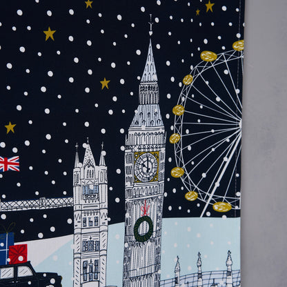 Detail of the London Thames Winter Tea Towel