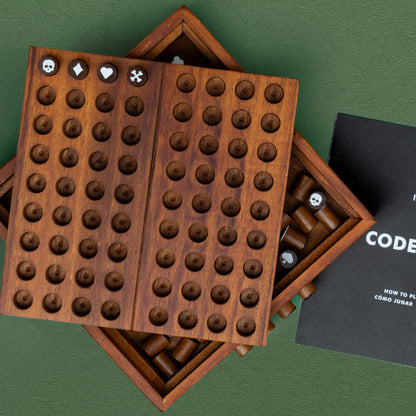 Top View of the Deluxe wooden board  codebreaker game for cracking codes