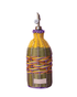 ÆGEN Yellow & Lillac Hand-Woven Oil Pourer – glass bottle wrapped in colourful hand-woven polypropylene with stainless steel pourer