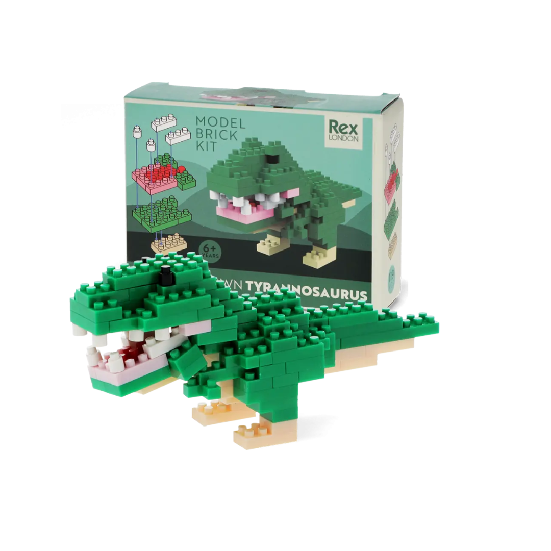 DIY Model Brick Building Kit  Tyrannosaurus  green  , 128-piece mini dinosaur model, educational building toy for children aged 6+, creative brick construction