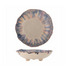 Top view and side  profile of Amalia stoneware bowl with beige base and blue‑purple watercolor glaze rim, on a white background.