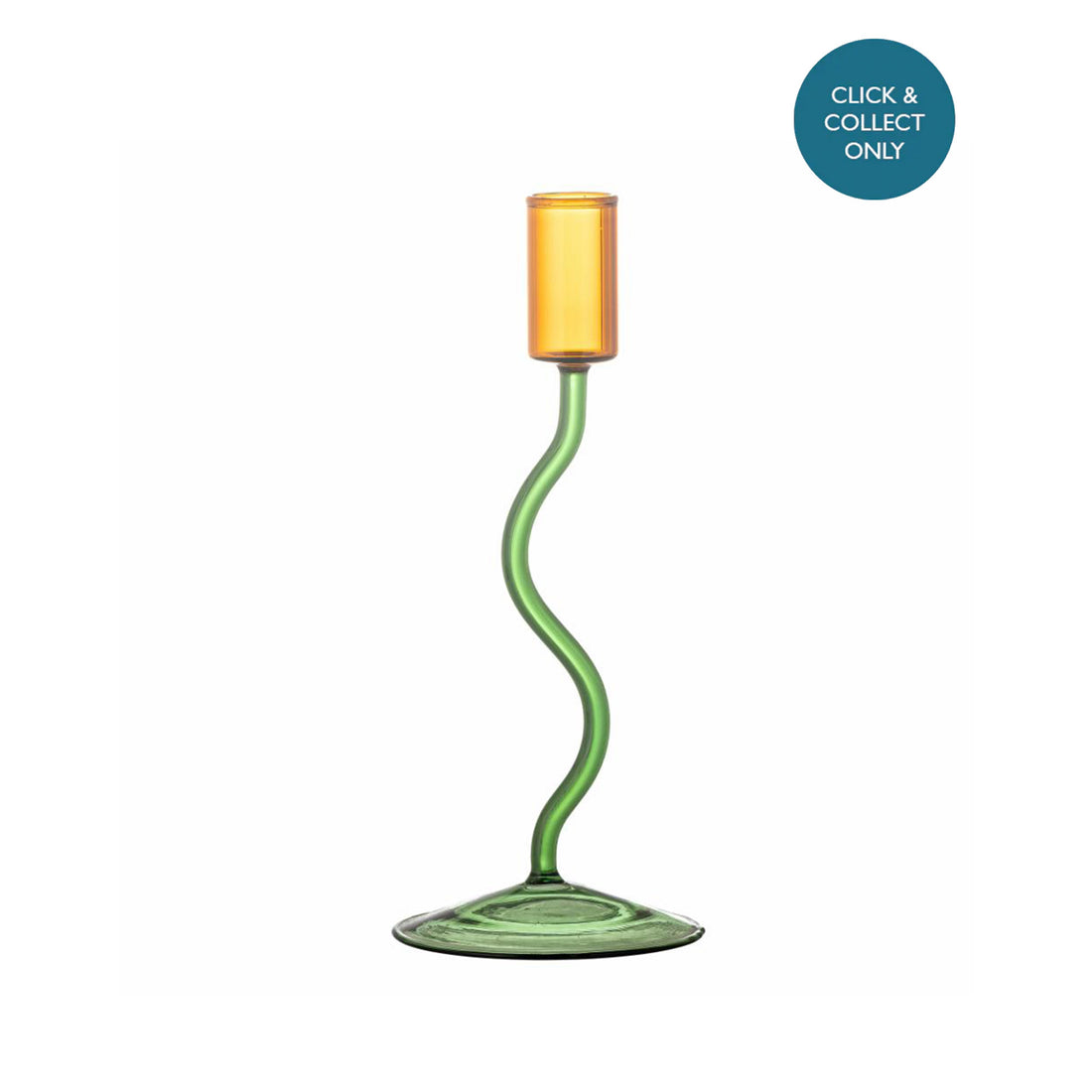 Ada Green &amp; Yellow Glass Candle Holder