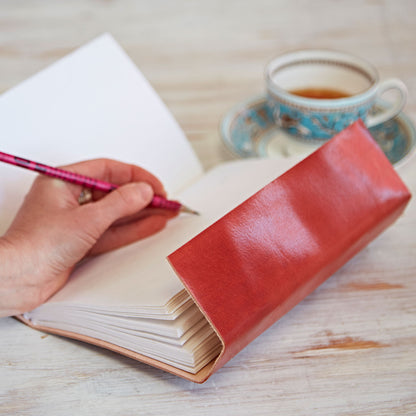 Distressed Leather Journal Red
