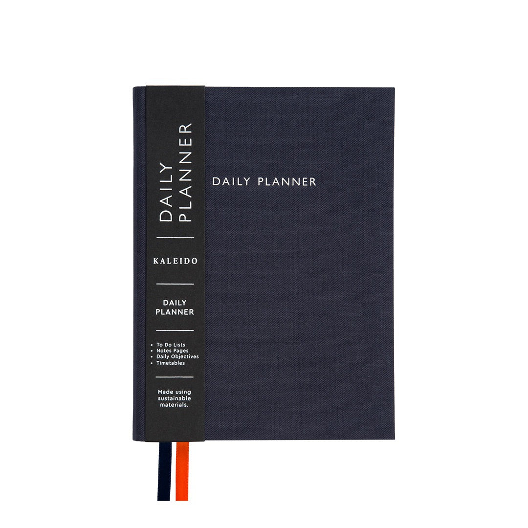 Fabric Daily Planner B6 in off black – front cover view