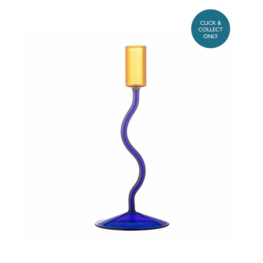 Ada  Glass Blue &amp; Orange Candle Holder