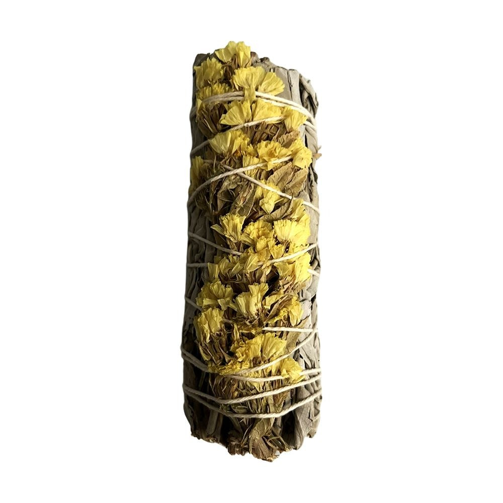 White Sage &amp; Yellow Sinuata Smudge Stick