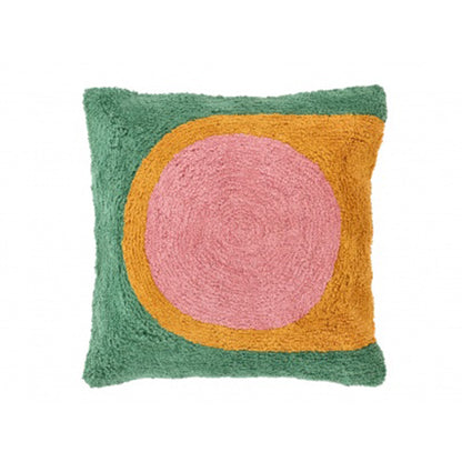 Hand-Tufted Cushion Green Rose, Brown 100% Cotton