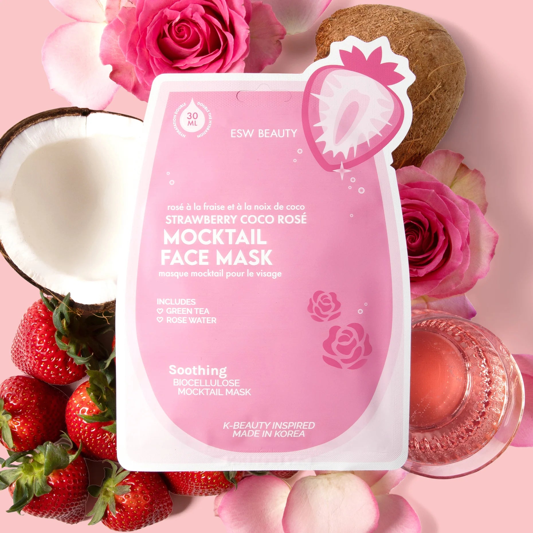 Strawberry Coco Rosé Soothing Biocellulose Mocktail Face Mask