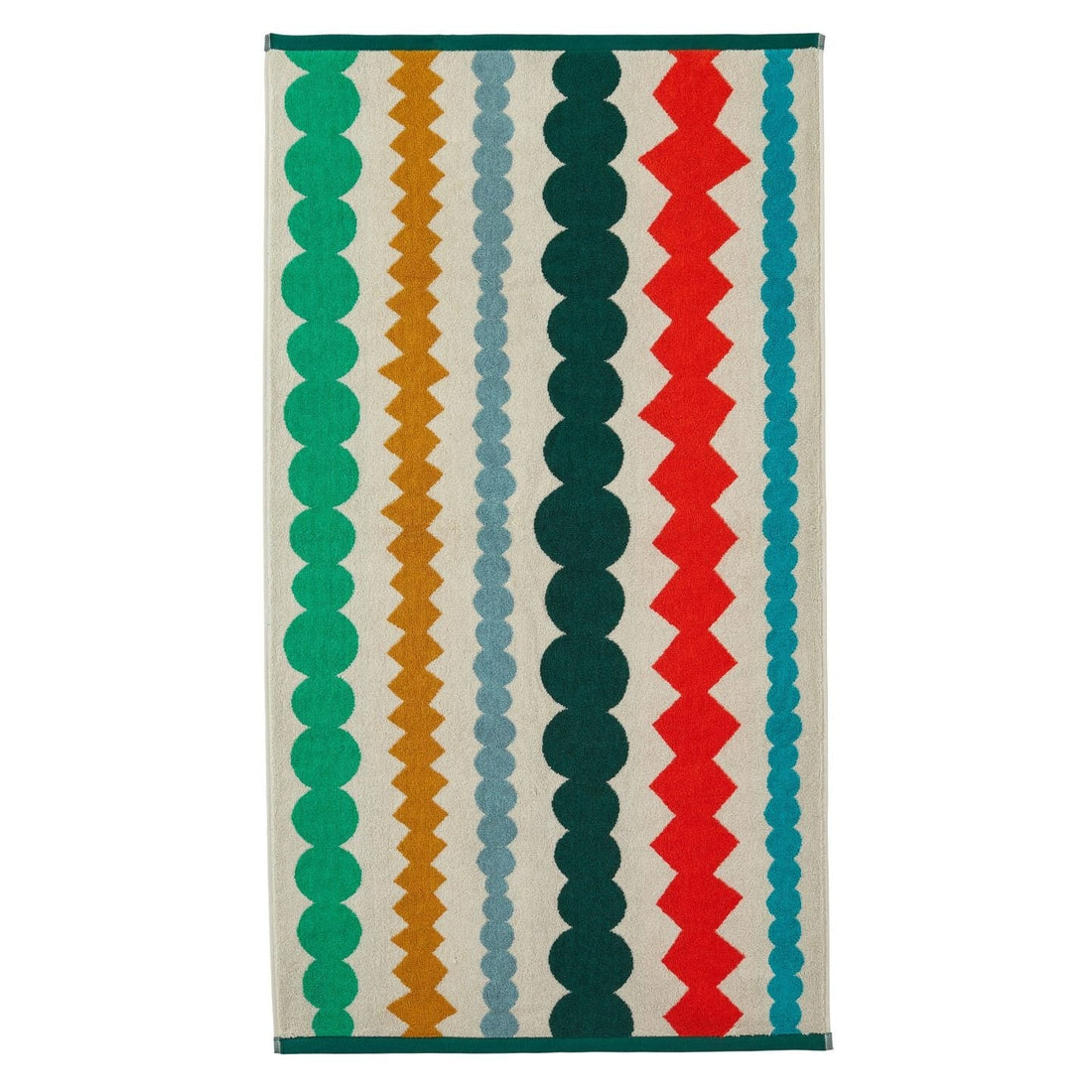 Mixed Fizz Bath Towel 70x125cm, 100% cotton, 600gsm, vibrant playful pattern, perfect for bathroom, beach, or gym use, made in Portugal.