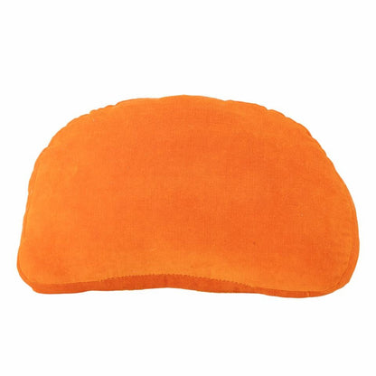 Orange slide shaped cushion from the back on a white background